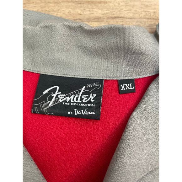 Fender Men's Red & Gray Short Sleeve Button Up Shirt Size XXL - Picture 1 of 2